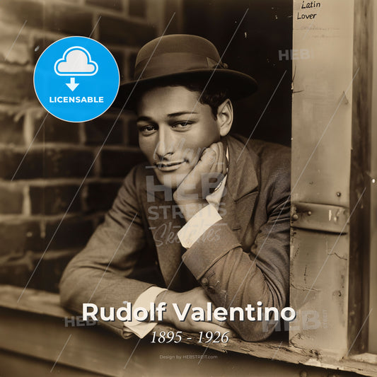 Rudolf Valentino, 1895 - 1926, Italian actor - A Man Leaning On A Window Sill Print Template