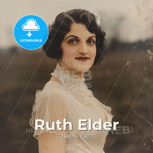 Ruth Elder, 1902 - 1977, American aviator and actress - A Woman In A White Dress Print Template