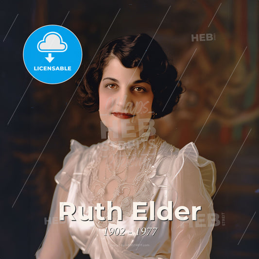 Ruth Elder, 1902 - 1977, American aviator and actress - A Woman In A White Dress Print Template