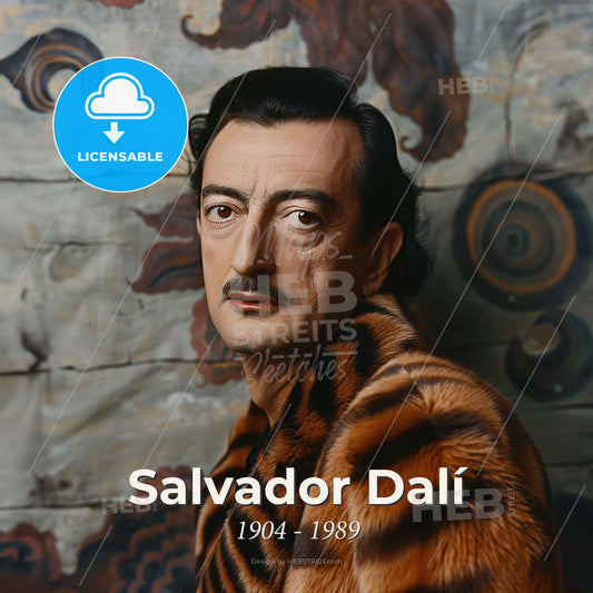 Salvador Dalí, 1904 - 1989, Spanish surrealist painter - A Man In A Tiger Fur Coat Print Template