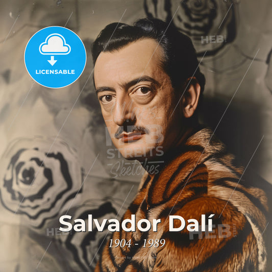 Salvador Dalí, 1904 - 1989, Spanish surrealist painter - A Man In A Tiger Fur Coat Print Template