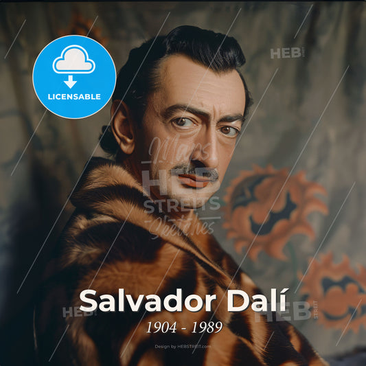Salvador Dalí, 1904 - 1989, Spanish surrealist painter - A Man In A Fur Coat Print Template
