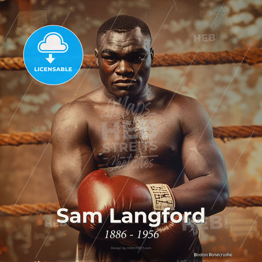 Sam Langford, 1886 - 1956, Canadian heavyweight boxer - A Man With Boxing Gloves Print Template