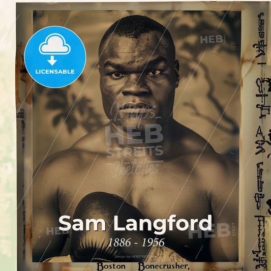 Sam Langford, 1886 - 1956, Canadian heavyweight boxer - A Man With Boxing Gloves Print Template