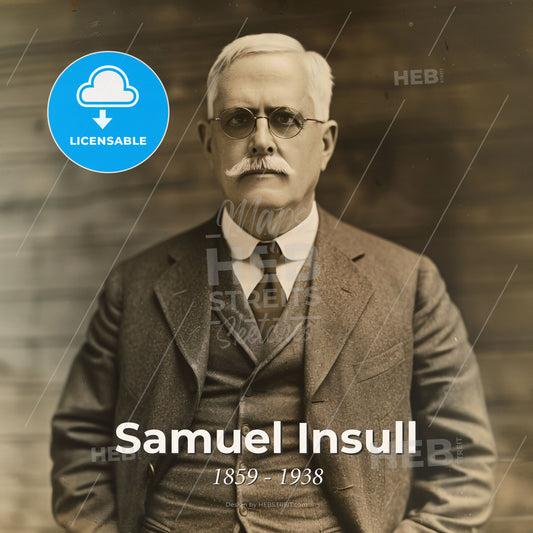 Samuel Insull, 1859 - 1938, American utilities magnate - A Man With A Mustache Wearing A Suit And Tie Print Template