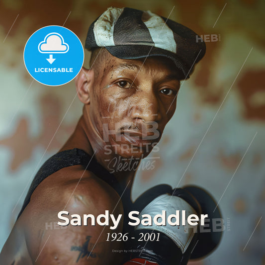Sandy Saddler, 1926 - 2001, American featherweight boxer - A Man Wearing Boxing Gloves Print Template