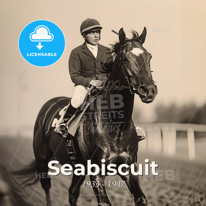 Seabiscuit, 1933 - 1947, American racehorse - A Man Riding A Horse Print Template