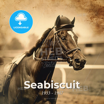 Seabiscuit, 1933 - 1947, American racehorse - A Horse Wearing A Hat Print Template