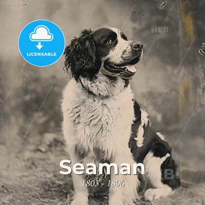Seaman, 1803 - 1806, Newfoundland dog - A Dog Sitting On The Ground Print Template