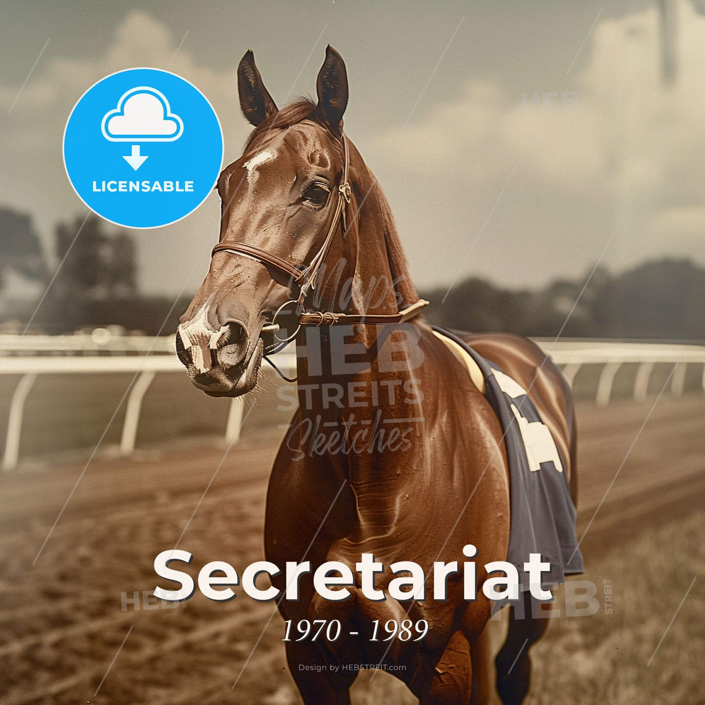 Secretariat, 1970 - 1989, American Thoroughbred racehorse - A Horse With A Blanket On Its Back Print Template