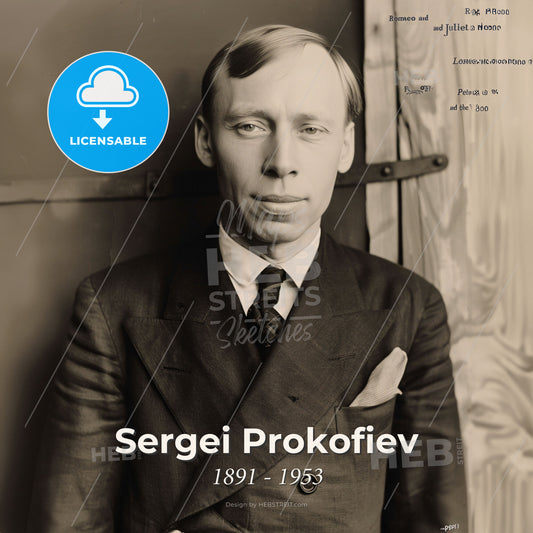 Sergei Prokofiev, 1891 - 1953, Russian composer - A Man In A Suit Print Template