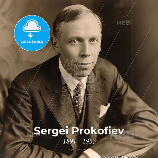 Sergei Prokofiev, 1891 - 1953, Russian composer - A Man In A Suit And Tie Print Template