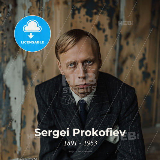 Sergei Prokofiev, 1891 - 1953, Russian composer - A Man In A Suit Print Template