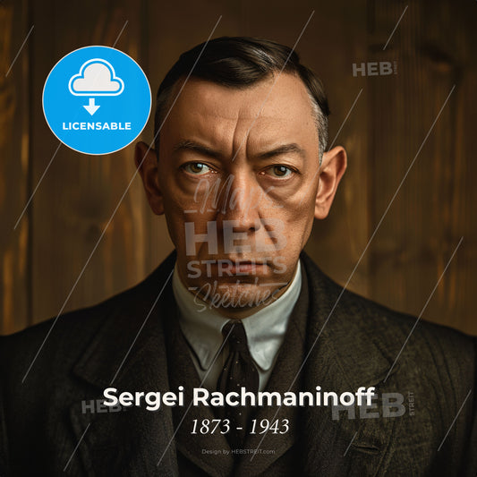 Sergei Rachmaninoff, 1873 - 1943, Russian composer and pianist - A Man In A Suit Print Template