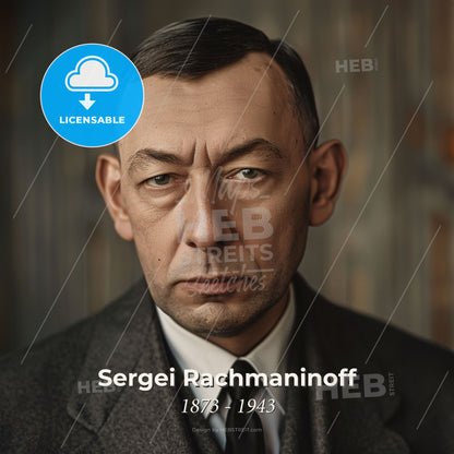 Sergei Rachmaninoff, 1873 - 1943, Russian composer and pianist - A Man In A Suit Print Template
