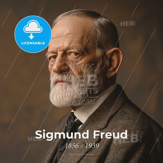 Sigmund Freud, 1856 - 1939, Austrian neurologist - A Man With A White Beard And A Suit Print Template