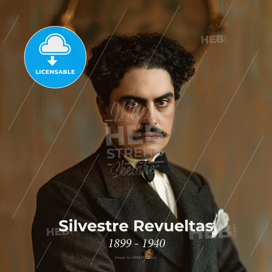 Silvestre Revueltas, 1899 - 1940, Mexican composer - A Man With A Mustache And A Suit Print Template