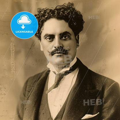 Silvestre Revueltas, 1899 - 1940, Mexican composer - A Man With Curly Hair And A Mustache