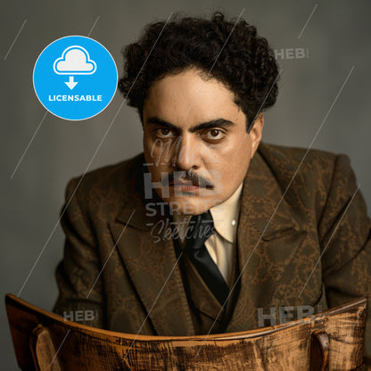 Silvestre Revueltas, 1899 - 1940, Mexican composer - A Man With A Mustache Sitting In A Chair