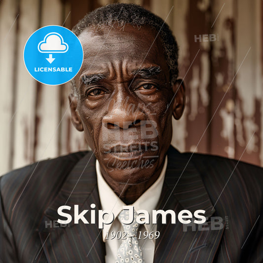 Skip James, 1902 - 1969, American delta blues singer - A Man In A Suit Print Template