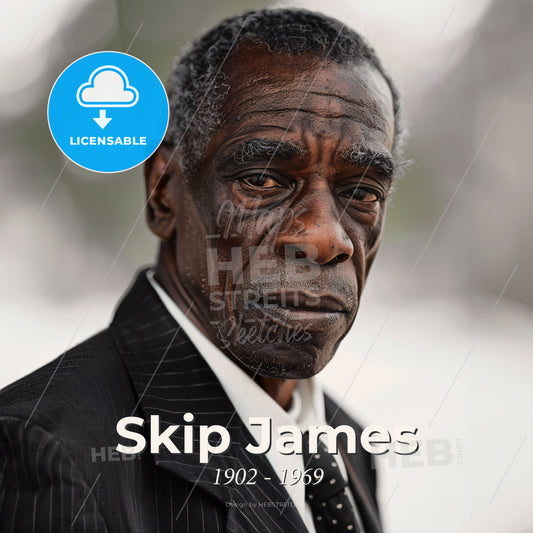 Skip James, 1902 - 1969, American delta blues singer - A Man In A Suit And Tie Print Template