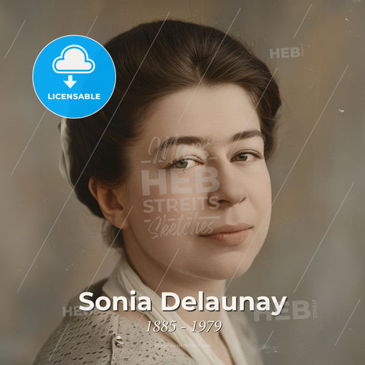 Sonia Delaunay, 1885 - 1979, French-Ukrainian artist - A Woman With A White Scarf Print Template