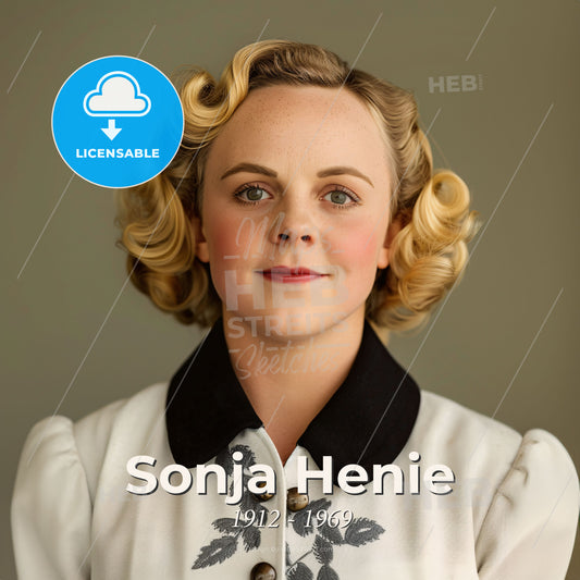 Sonja Henie, 1912 - 1969, Norwegian figure skater - A Woman With Blonde Hair And Freckles Print Template
