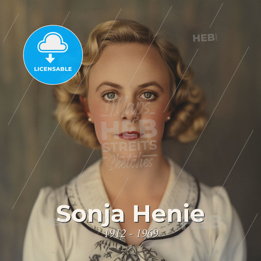 Sonja Henie, 1912 - 1969, Norwegian figure skater - A Woman With Blonde Hair And A White Shirt Print Template