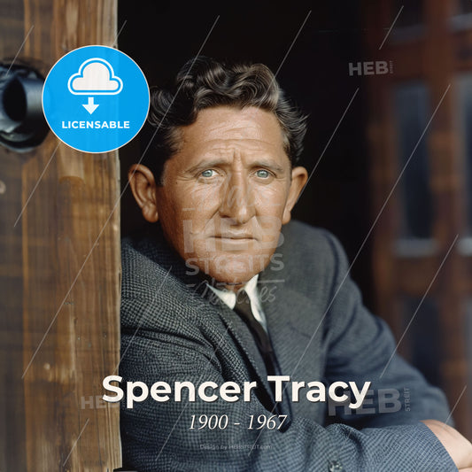 Spencer Tracy, 1900 - 1967, American actor - A Man In A Suit Leaning Against A Door Print Template