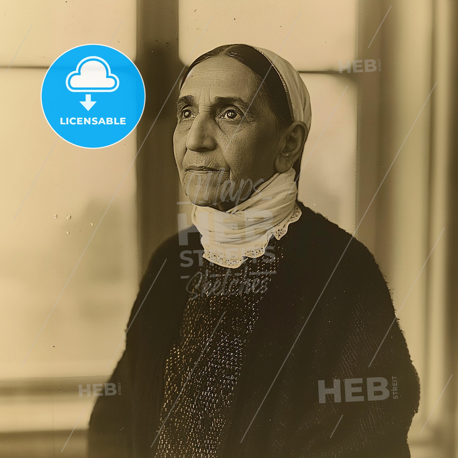 St. Maria Faustina Kowalska, 1905 - 1938, Polish nun - A Woman In A Scarf Looking Up