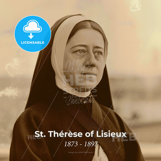 St. Thérèse of Lisieux, 1873 - 1897, French Carmelite nun - A Woman In A Nun's Robe Print Template
