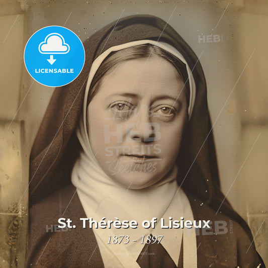 St. Thérèse of Lisieux, 1873 - 1897, French Carmelite nun - A Woman In A Nun's Robe Print Template