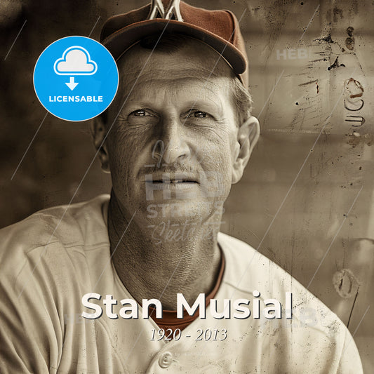 Stan Musial, 1920 - 2013, American baseball player - A Man Wearing A Baseball Uniform And A Hat Print Template