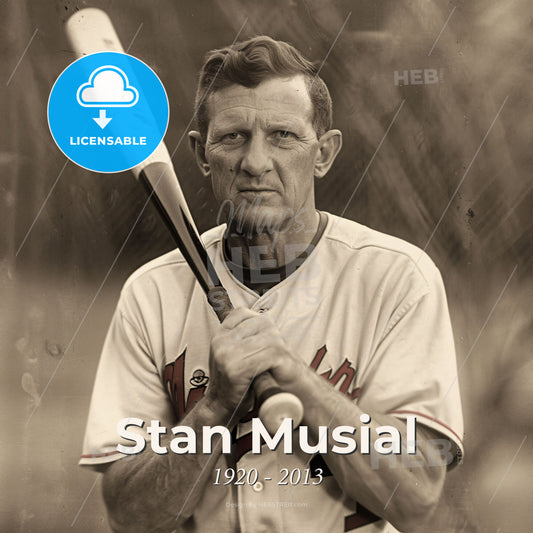 Stan Musial, 1920 - 2013, American baseball player - A Man Holding A Baseball Bat Print Template