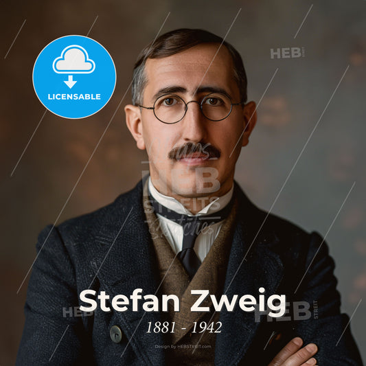 Stefan Zweig, 1881 - 1942, Austrian writer - A Man With A Mustache And Glasses Print Template