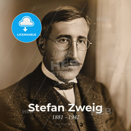 Stefan Zweig, 1881 - 1942, Austrian writer - A Man With A Mustache And Glasses Print Template