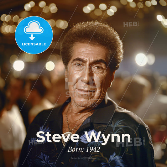 Steve Wynn, Born: 1942, American hotelier - A Man With Afro Hair Wearing A Floral Shirt Print Template