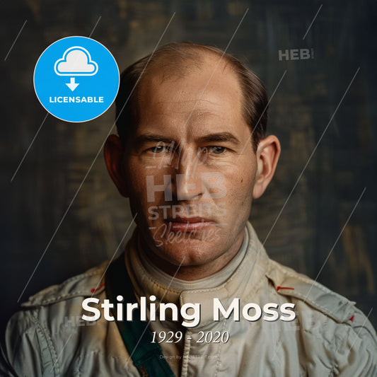 Stirling Moss, 1929 - 2020, British racing driver - A Man In A White Jacket Print Template