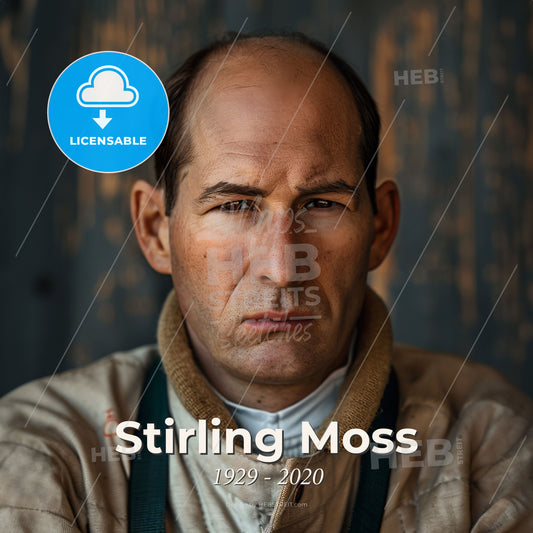 Stirling Moss, 1929 - 2020, British racing driver - A Man In A White Shirt Print Template