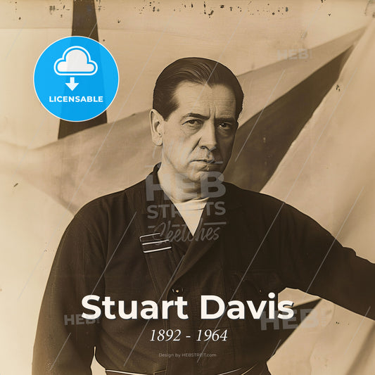 Stuart Davis, 1892 - 1964, American modernist painter - A Man In A Black Jacket Print Template