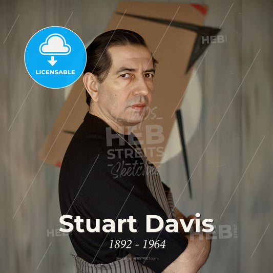 Stuart Davis, 1892 - 1964, American modernist painter - A Man With His Arms Crossed Print Template