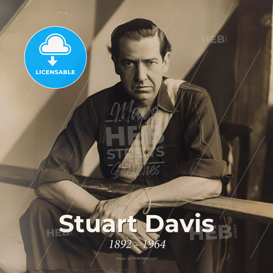 Stuart Davis, 1892 - 1964, American modernist painter - A Man Sitting On A Bench Print Template