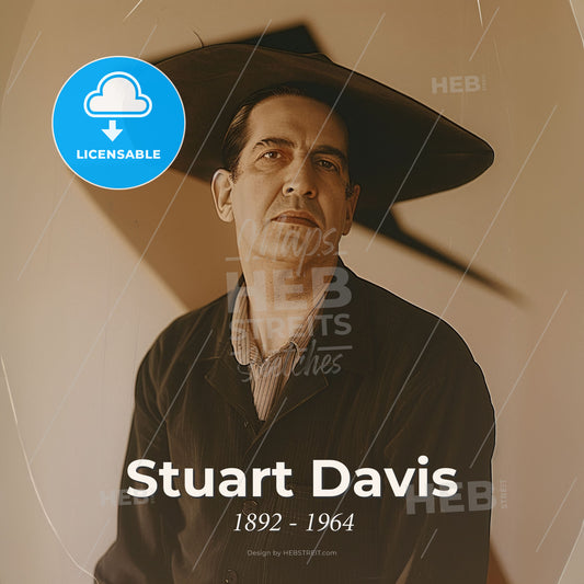 Stuart Davis, 1892 - 1964, American modernist painter - A Man Wearing A Hat Print Template