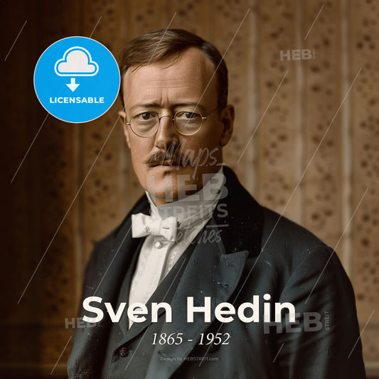 Sven Hedin, 1865 - 1952, Swedish explorer - A Man In A Suit And Bow Tie Print Template
