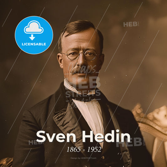 Sven Hedin, 1865 - 1952, Swedish explorer - A Man In A Suit And Glasses Print Template