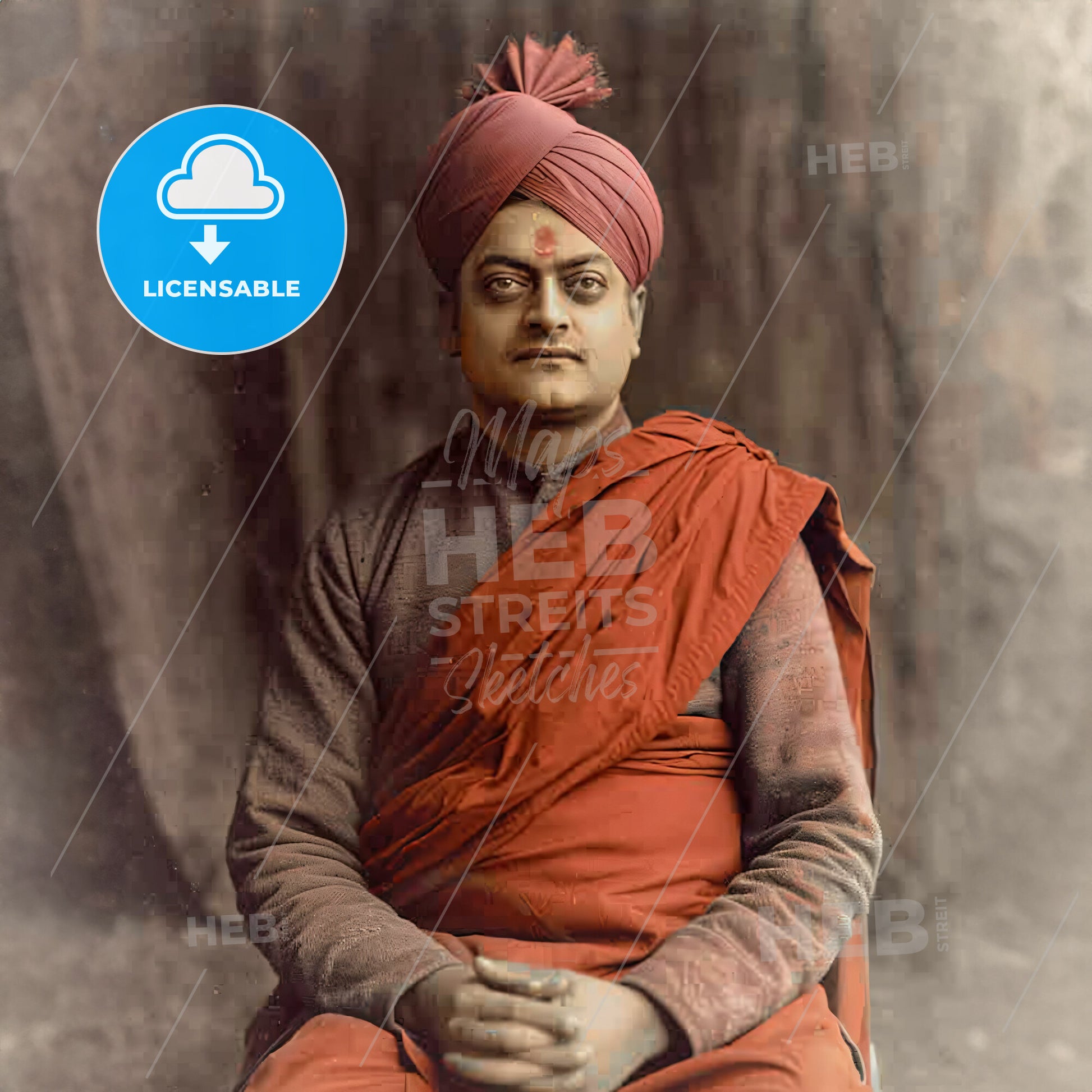 Swami Vivekananda, 1863 - 1902, Indian Hindu monk - A Man In A Red Turban