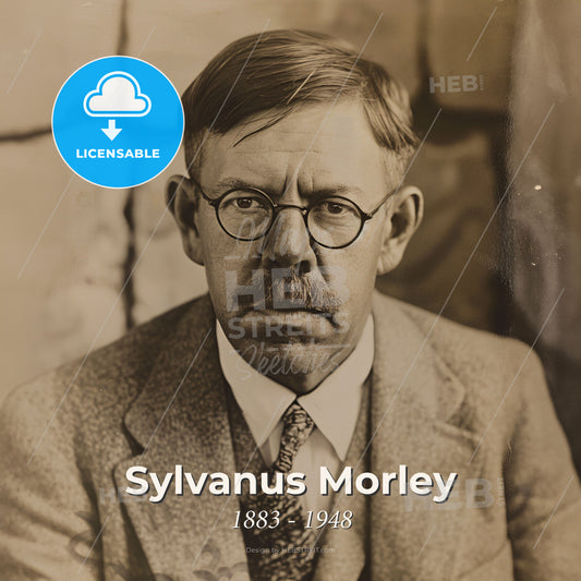 Sylvanus Morley, 1883 - 1948, American archaeologist - A Man With A Mustache Wearing Glasses Print Template