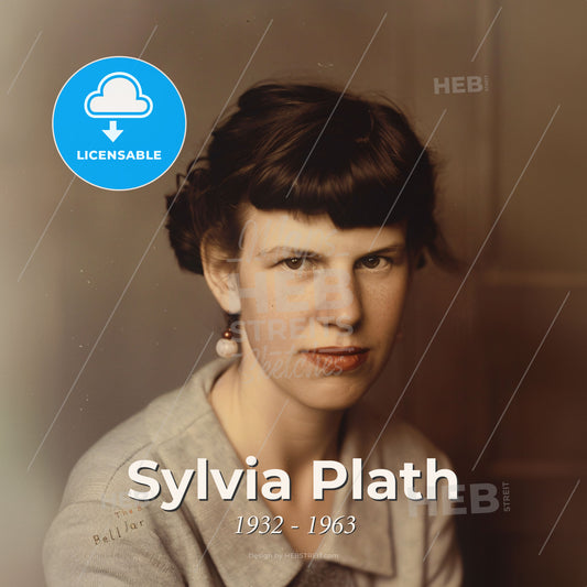 Sylvia Plath, 1932 - 1963, American poet and novelist - A Woman With Short Brown Hair And Pearl Earrings Print Template