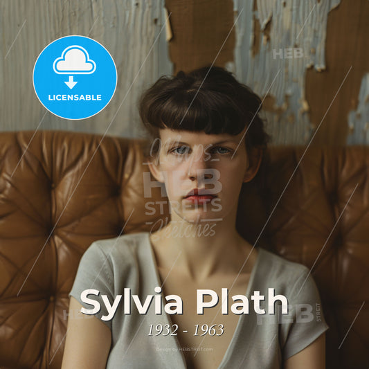 Sylvia Plath, 1932 - 1963, American poet and novelist - A Woman Sitting On A Couch Print Template
