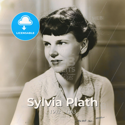 Sylvia Plath, 1932 - 1963, American poet and novelist - A Woman With Short Hair Wearing A Beige Shirt Print Template